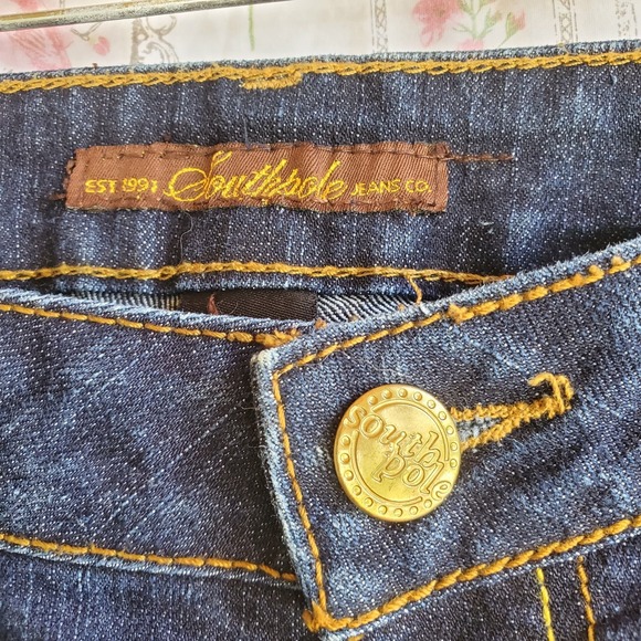 SouthPole Y2K Embroidered Women's Blue Jeans Size 18 26.5 In Long - Picture 3 of 9